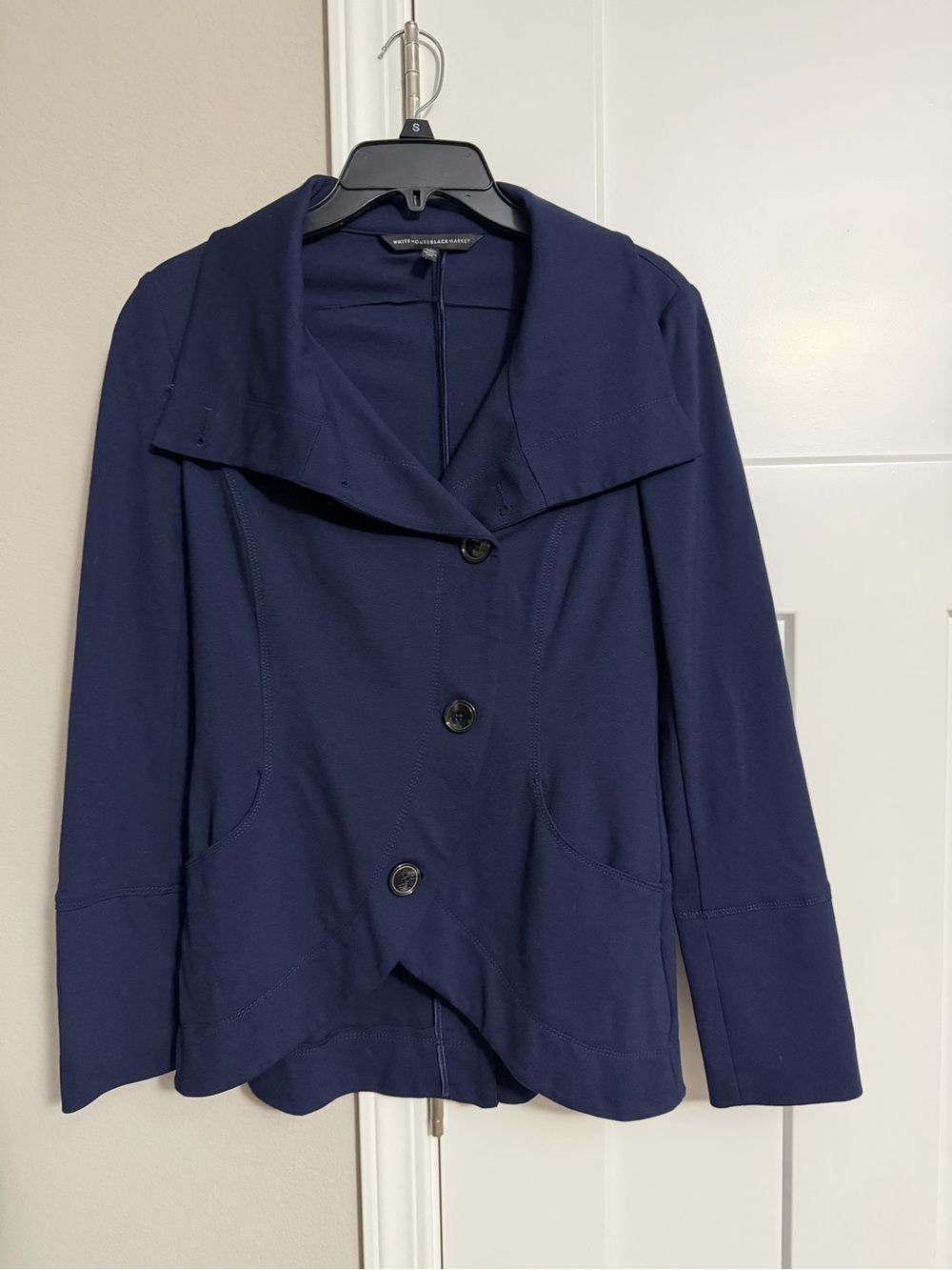 White House Black Market Navy Three-Button Blazer Jacket